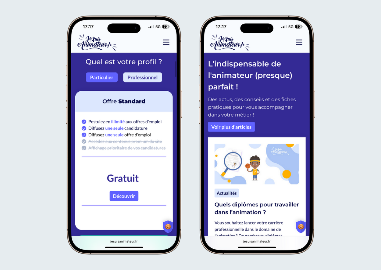 Développement d'applications compatibles iOS et Android, incluant des applications natives et des PWA pour smartphones et tablettes.